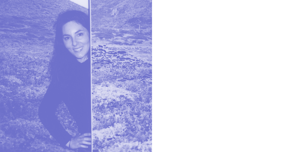 Photo of Alena Rios poking out from a picture with her hand on her hip.