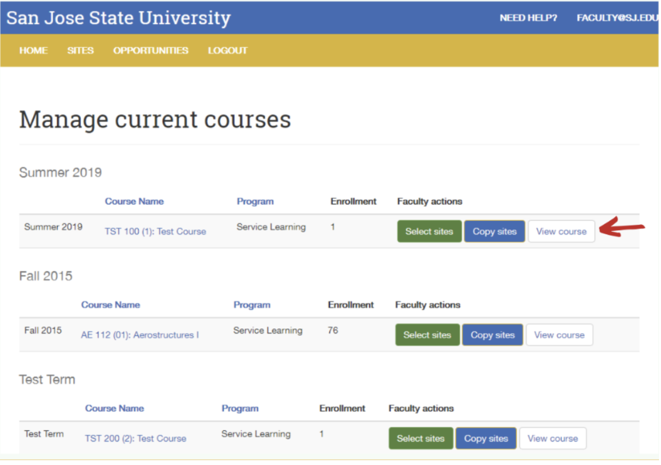 SJS4 Faculty Home Page Screenshot of SJS4 Faculty Home Page