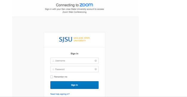 SJSU One login panel