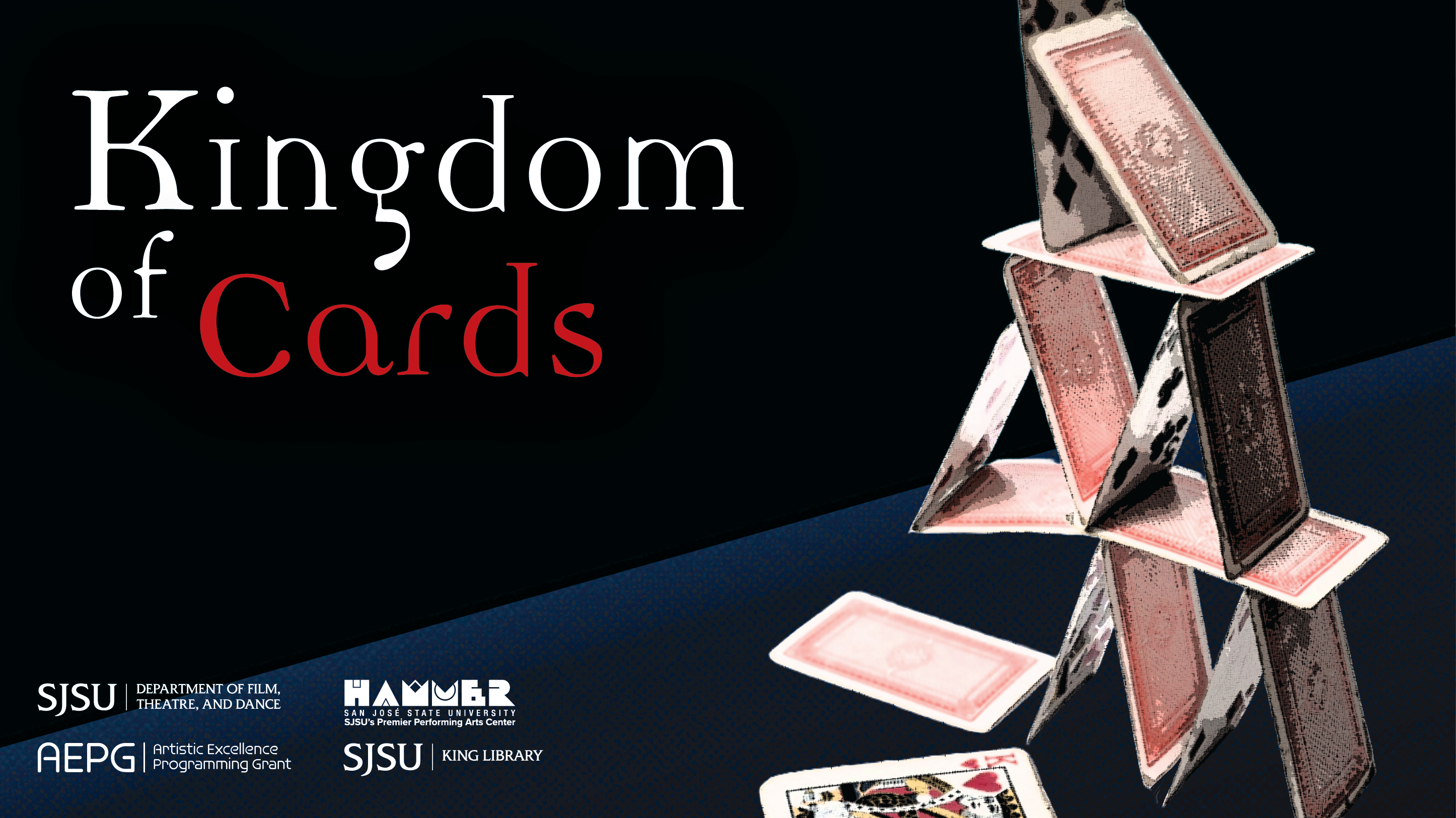 Kingdom of Cards title card, depicting a stack of cards on a black background