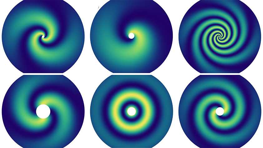 Computed illustration of spiral galaxy arms.
