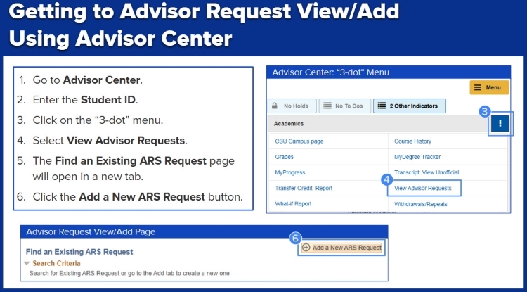 Advisor Request Access via Advisor Request Center