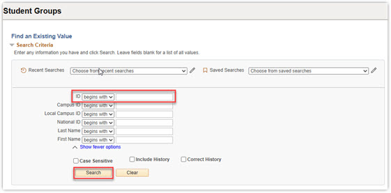 How to search by student ID?