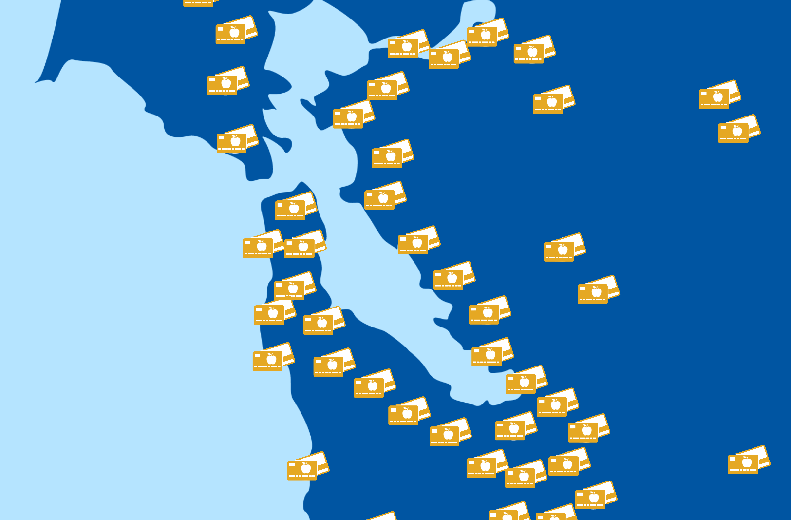 Map of Bay Area with EBT Card locations