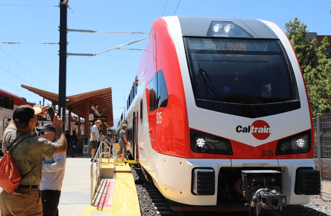 Caltrain locomotive at San Jose Diridon Station